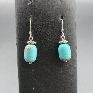 Silver Plated Dyed Howlite Stone Handmade Earrings A6541